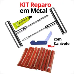 Kit Reparo de Pneu em Metal com Canivete